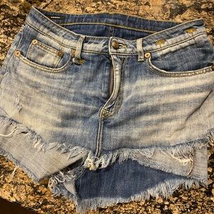 R13 double layer denim shorts